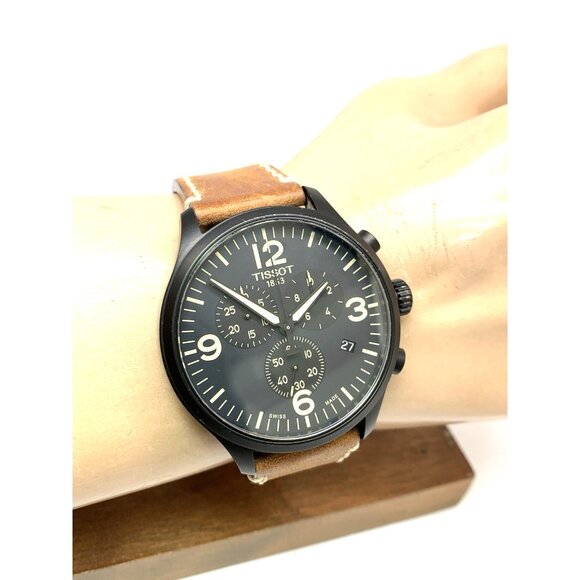 Tissot Men's Watch Swiss Quartz Chronograph 45mm Brown Leather T1166173605700 - Picture 13 of 16